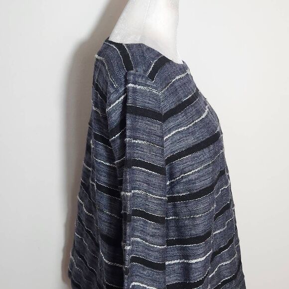 J. Jill Black Stripe Textured Top Size Medium Petite Pure Jill Boxy Stripe Top - Picture 5 of 9